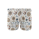 Cute nautical steering wheel anchor pattern Men's Swimming Trunks