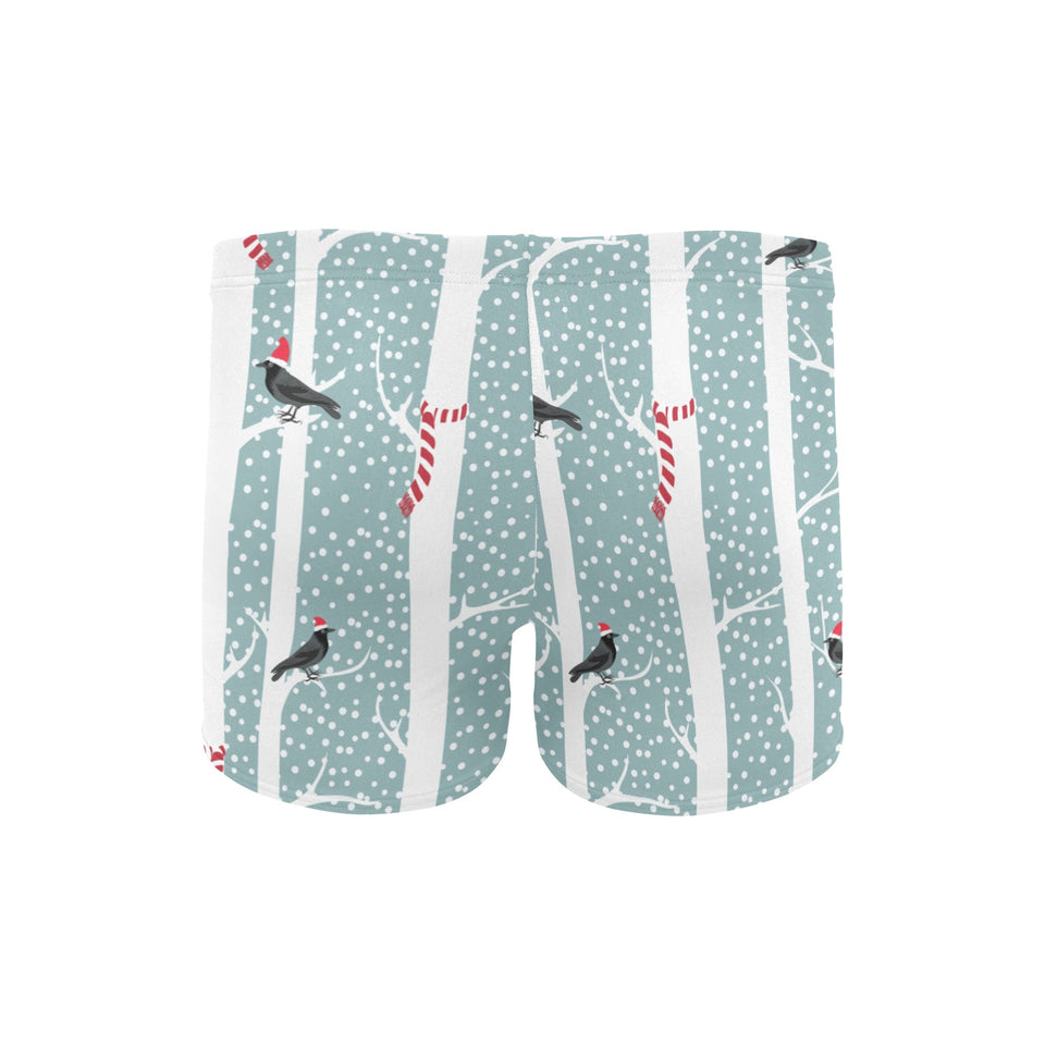 Crows christmas hat scarf Men's Swimming Trunks