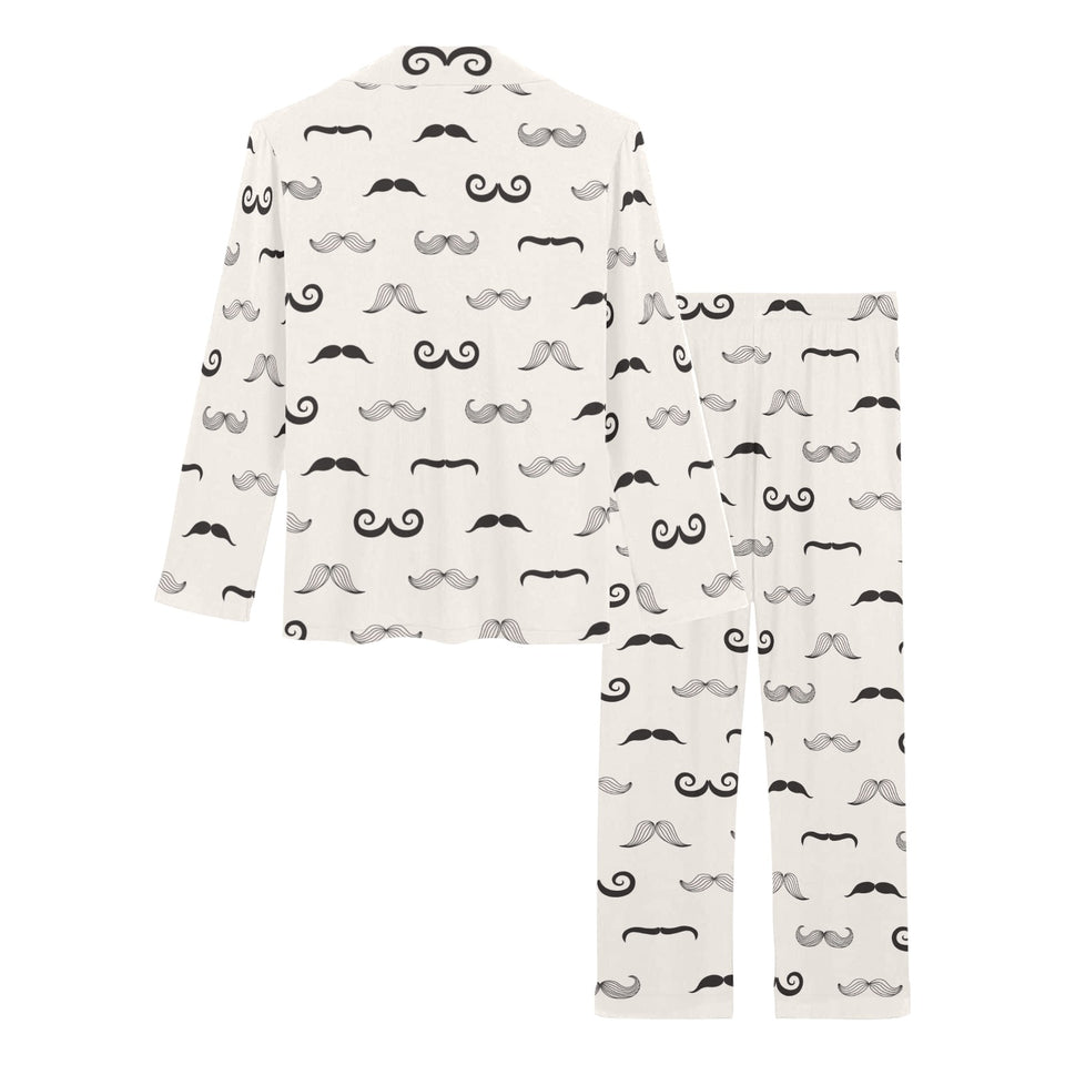 Mustache Beard Pattern Print Design 05 Women's Long Pajama Set