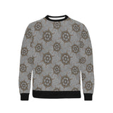 nautical wood steering wheel pattern Men's Crew Neck Sweatshirt