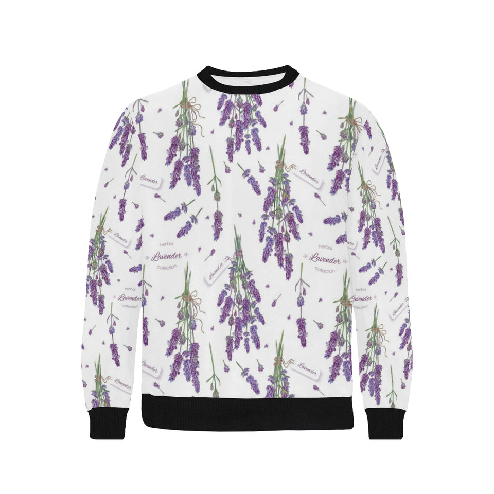 lavender flower design pattern Men's Crew Neck Sweatshirt