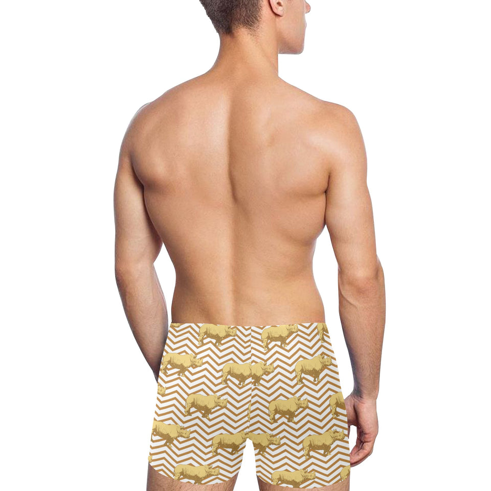 Rhino yellow theme pattern Men's Swimming Trunks