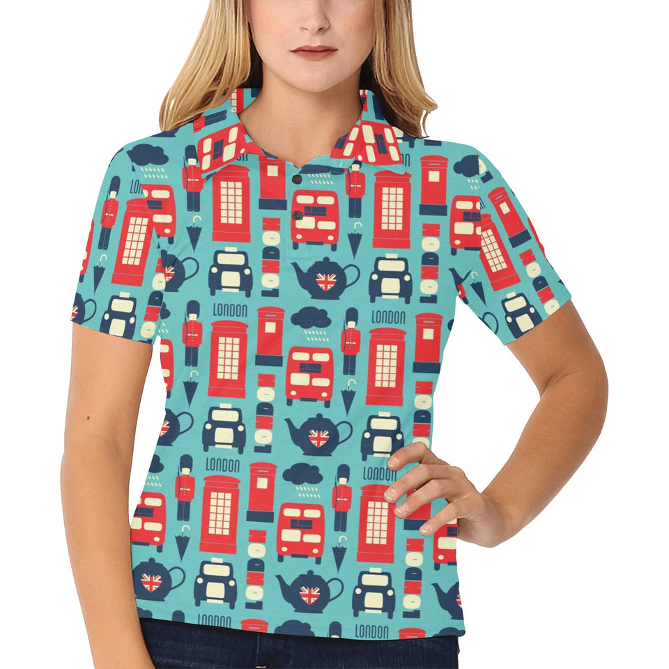 British Pattern Print Design 04 Women's All Over Print Polo Shirt