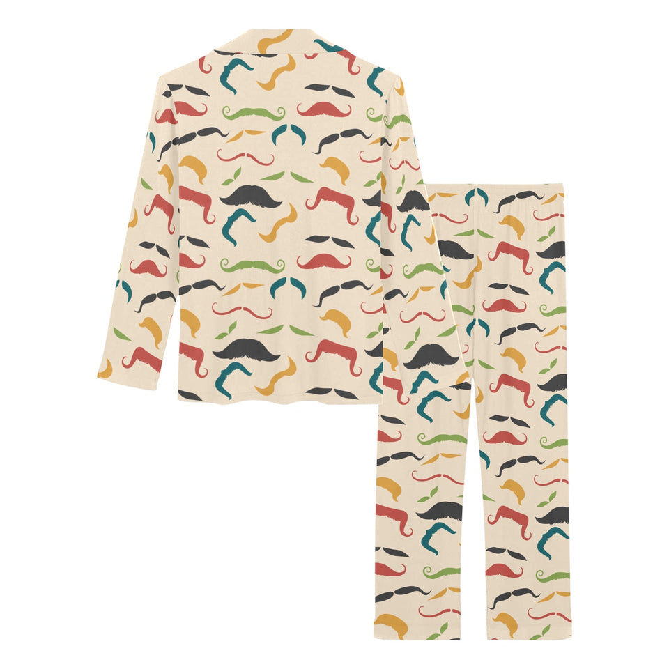 Mustache Beard Pattern Print Design 03 Women's Long Pajama Set