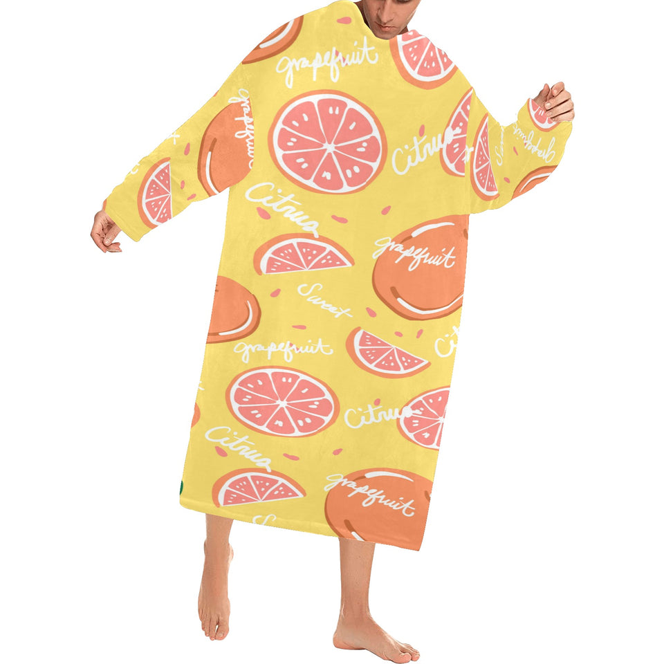 Grapefruit yellow background Blanket Robe with Sleeves