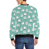 Cute sheep green background Men's Crew Neck Sweatshirt