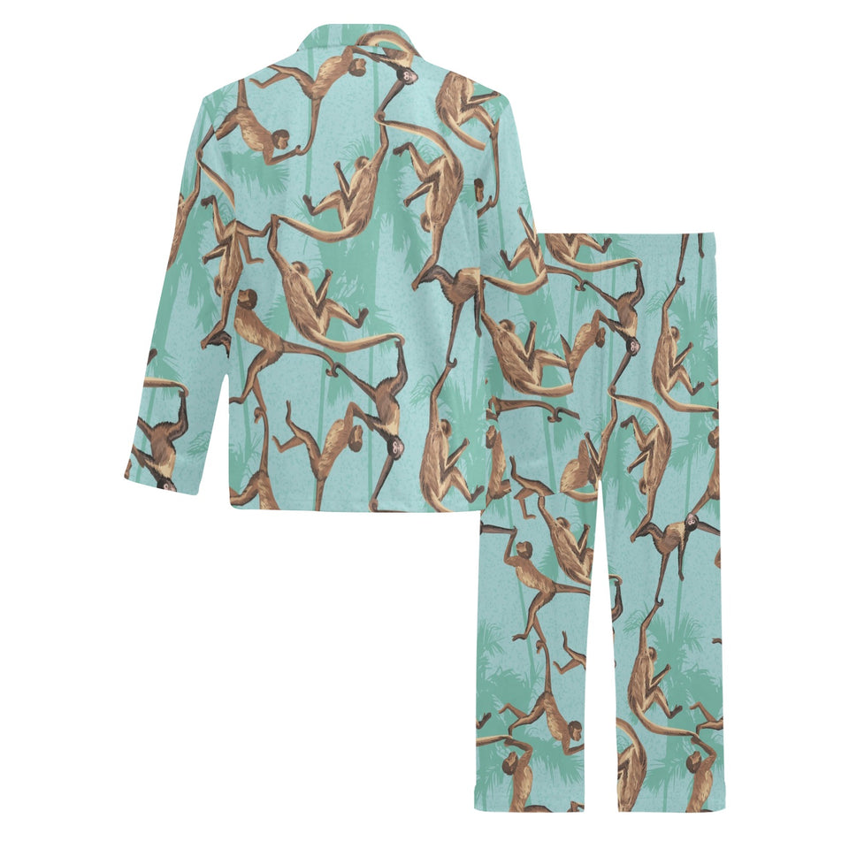 Monkey Palm tree background Men's Long Pajama Set