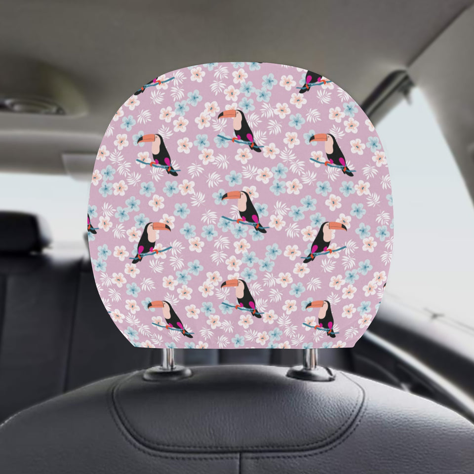 Beautiful toucan flower leaves Car Headrest Cover