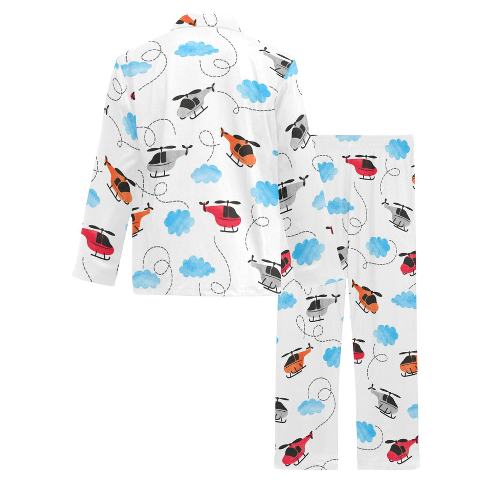 Watercolor helicopter cloud pattern Men's Long Pajama Set