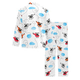 Watercolor helicopter cloud pattern Men's Long Pajama Set