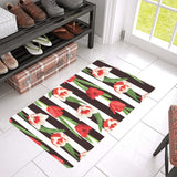 red and white tulips pattern Doormat