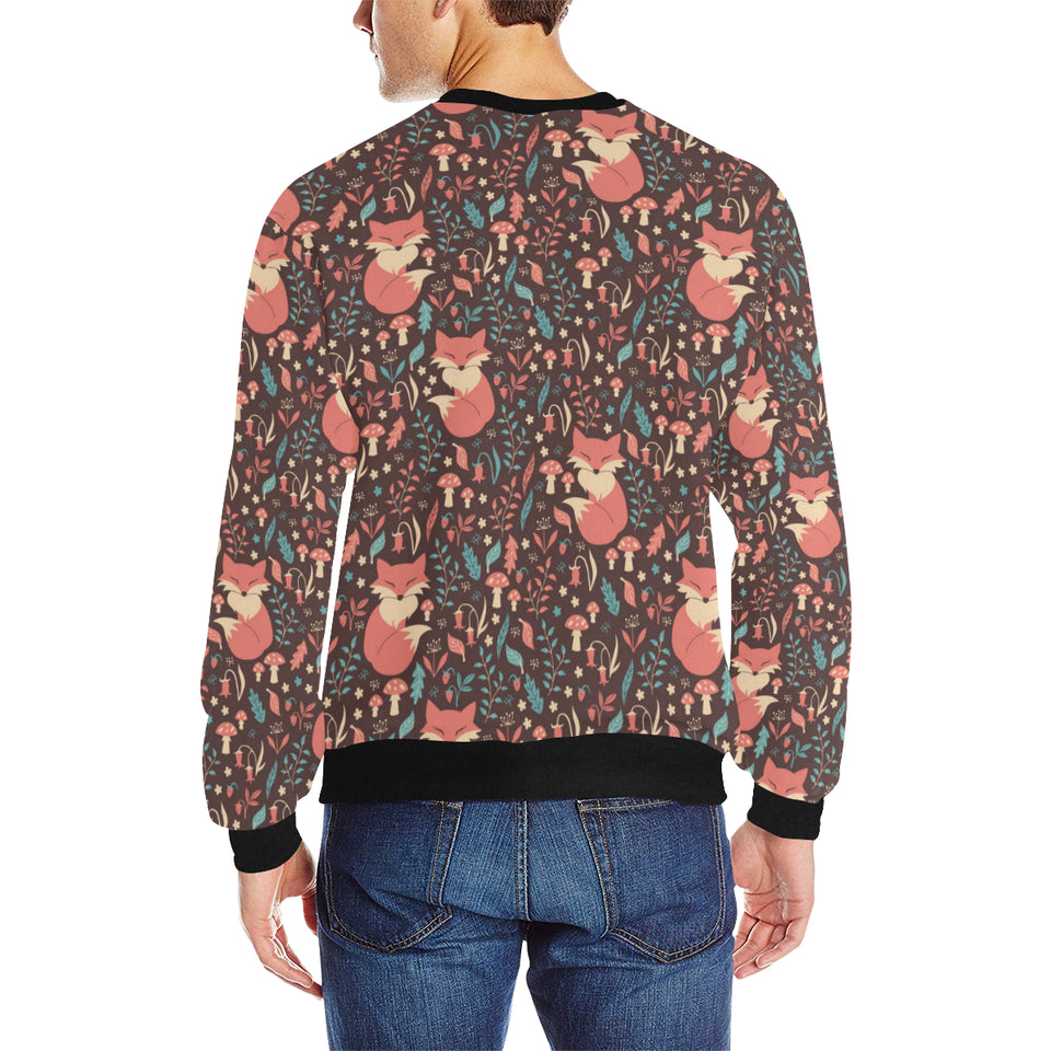 fox leaves mushroom pattern Men's Crew Neck Sweatshirt