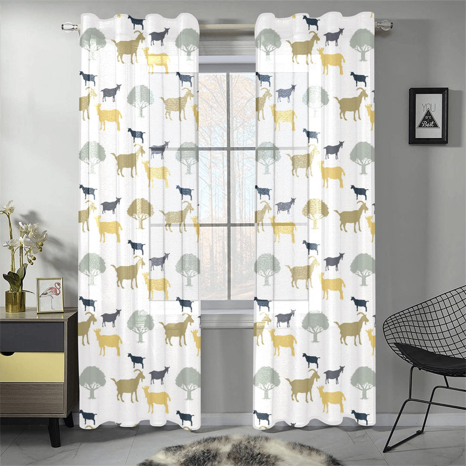 Silhouettes of goat and tree pattern Gauze Curtain