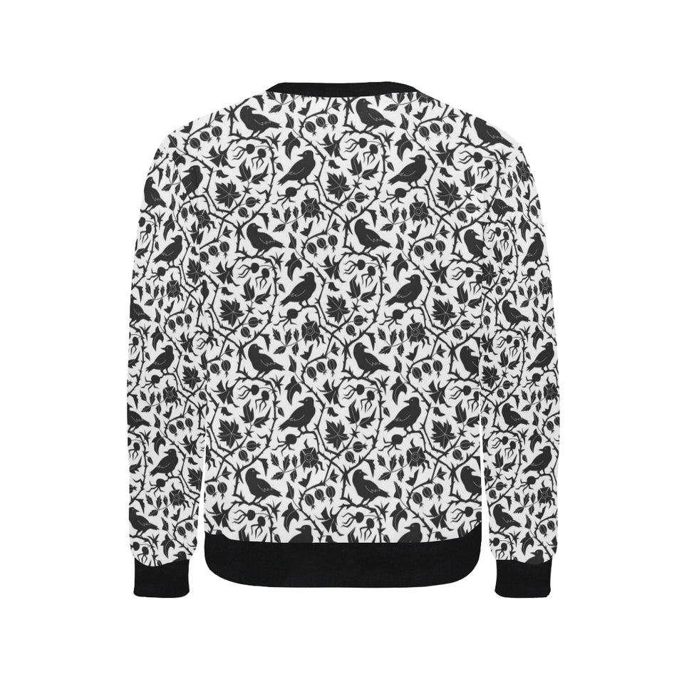 Crow dark floral pattern Men's Crew Neck Sweatshirt