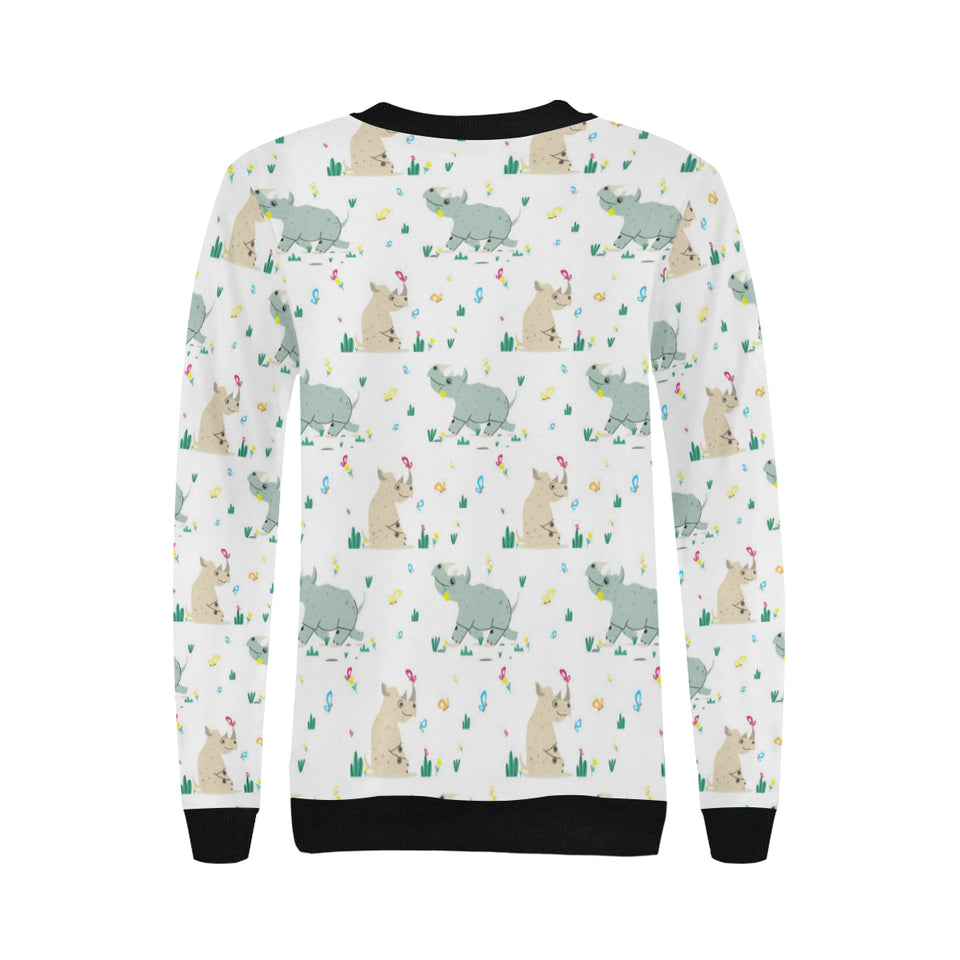 Cute Rhino pattern Women's Crew Neck Sweatshirt