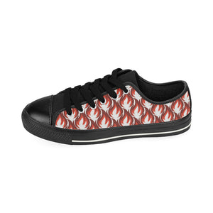 Fire flame symbol design pattern Men's Low Top Canvas Shoes Black