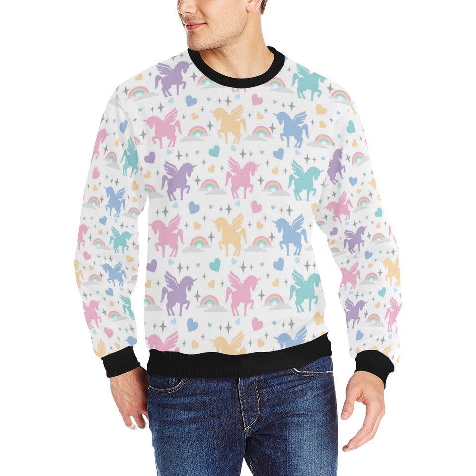 colorful unicorn rainbow heart pattern Men's Crew Neck Sweatshirt