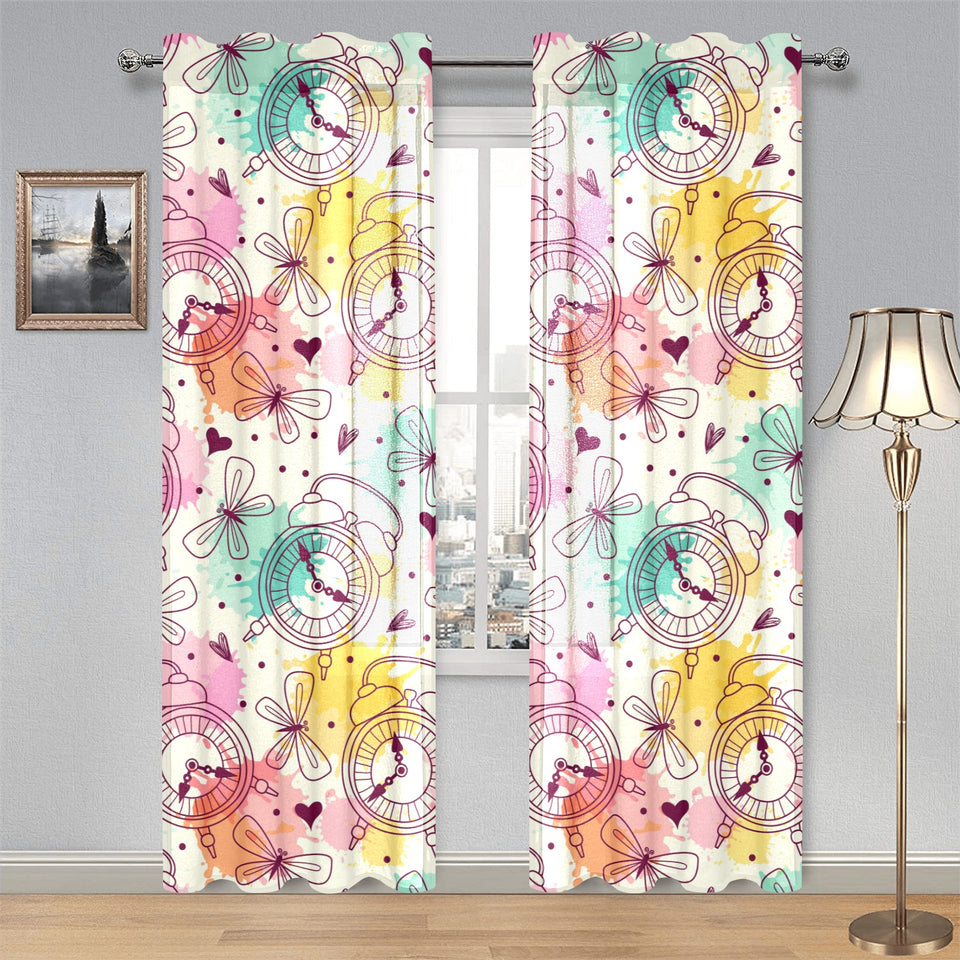 Clock butterfly pattern Gauze Curtain