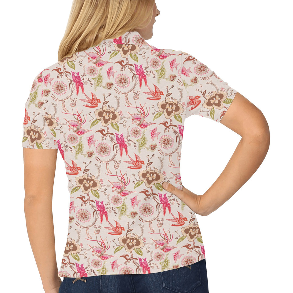 Swallow Pattern Print Design 01 Women's All Over Print Polo Shirt