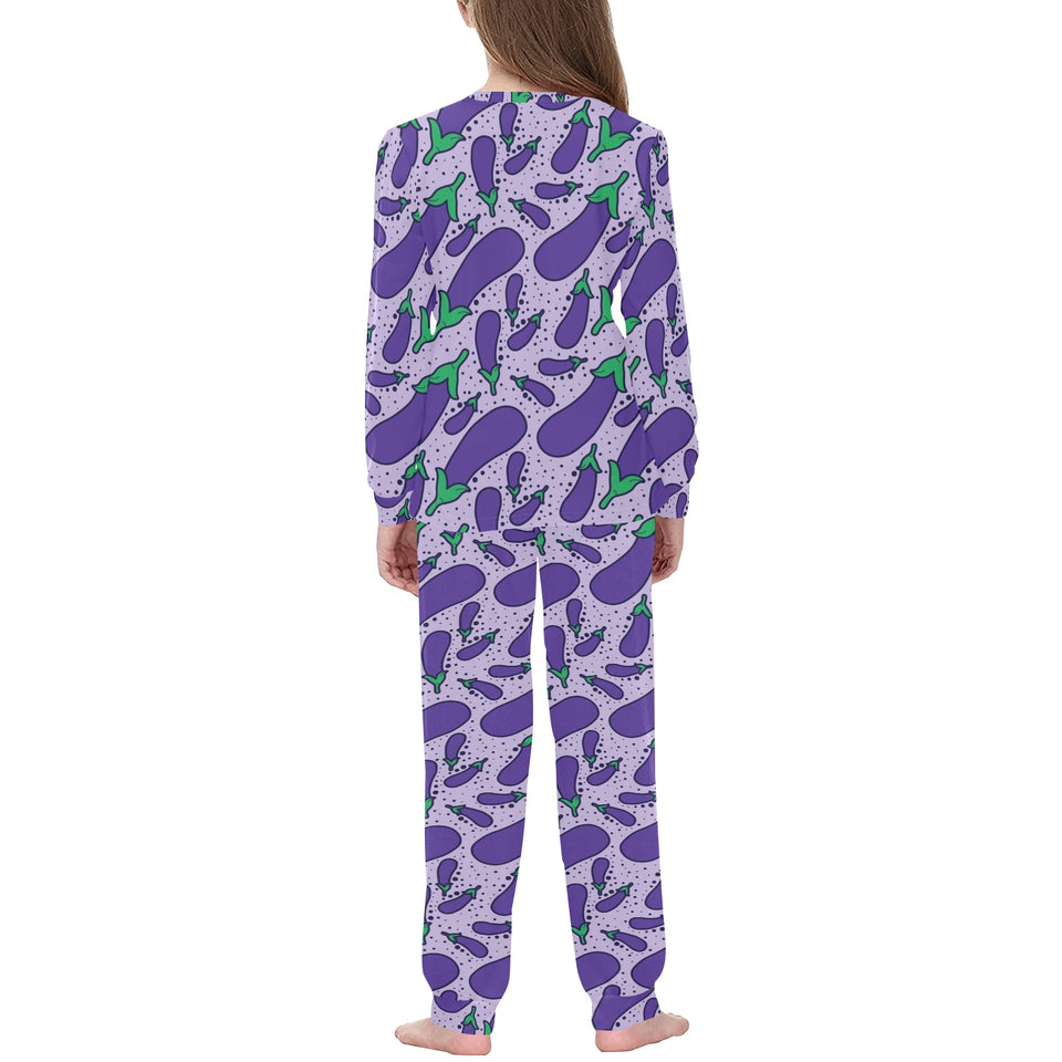 Eggplant Pattern Print Design 03 Kids' Boys' Girls' All Over Print Pajama Set