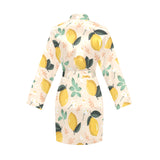 lemon flower leave pattern Women's Long Sleeve Belted Night Robe