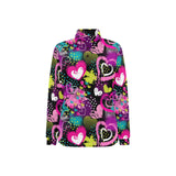 heart dot wave star creative design pattern Women's Long Sleeve Polo Shirt