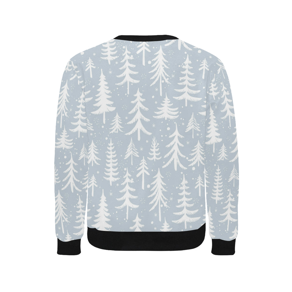 Christmas tree winter forest pattern Men's Crew Neck Sweatshirt
