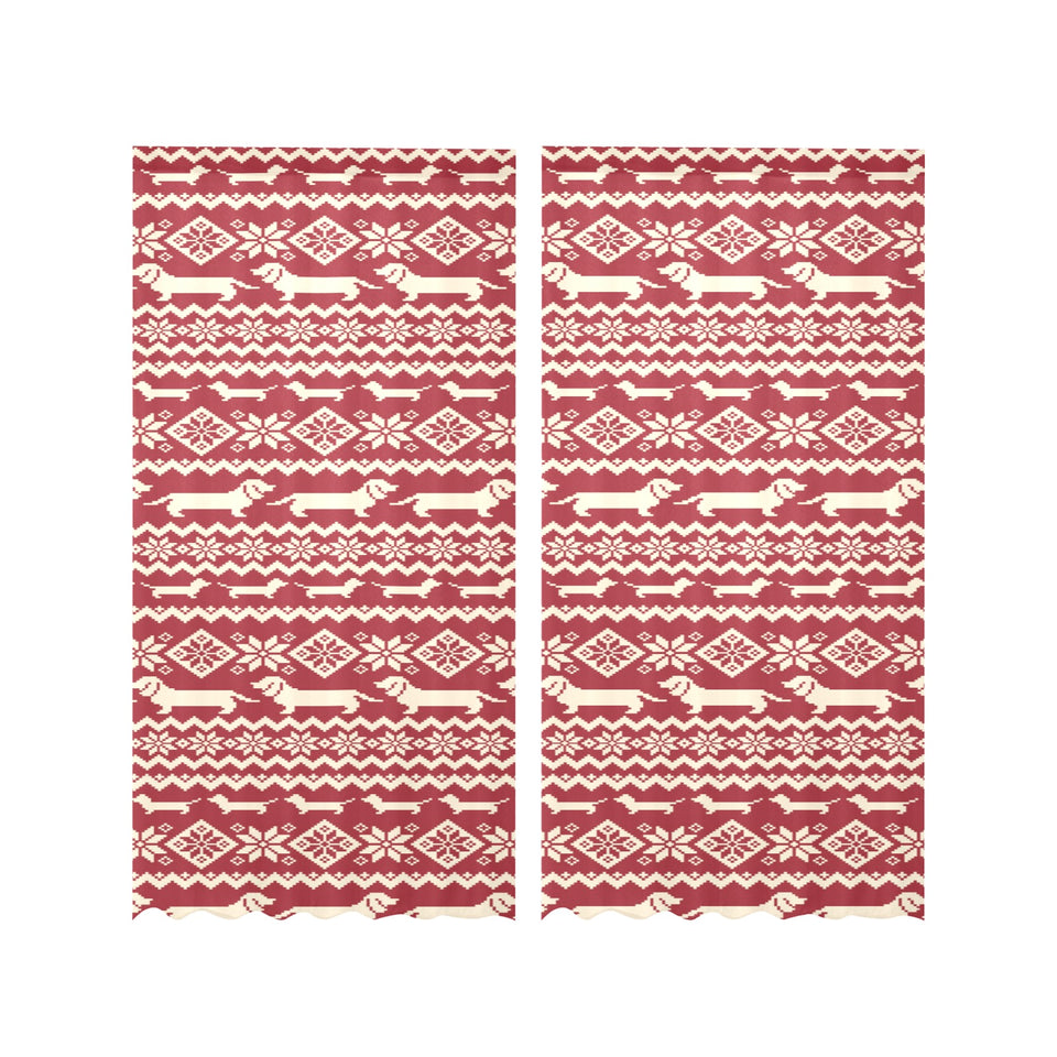 Dachshund Nordic pattern Gauze Curtain