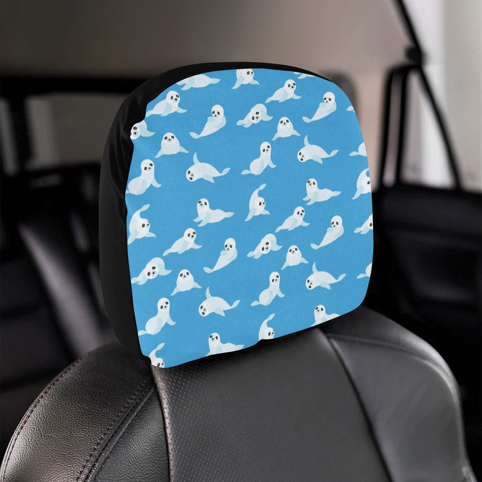 Cute sea lion seal pattern background Car Headrest Cover