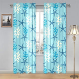 Blue starfish coral reef pattern Gauze Curtain