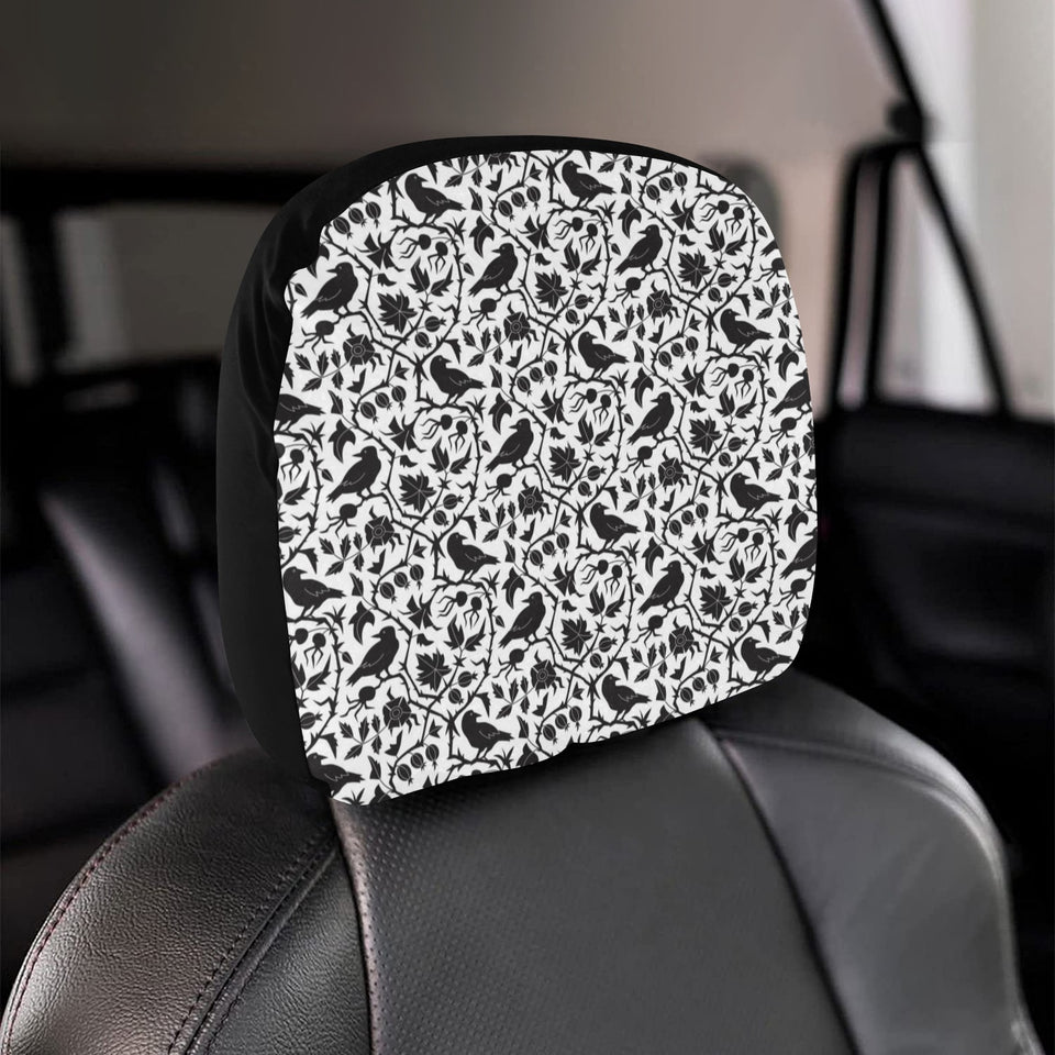 Crow dark floral pattern Car Headrest Cover
