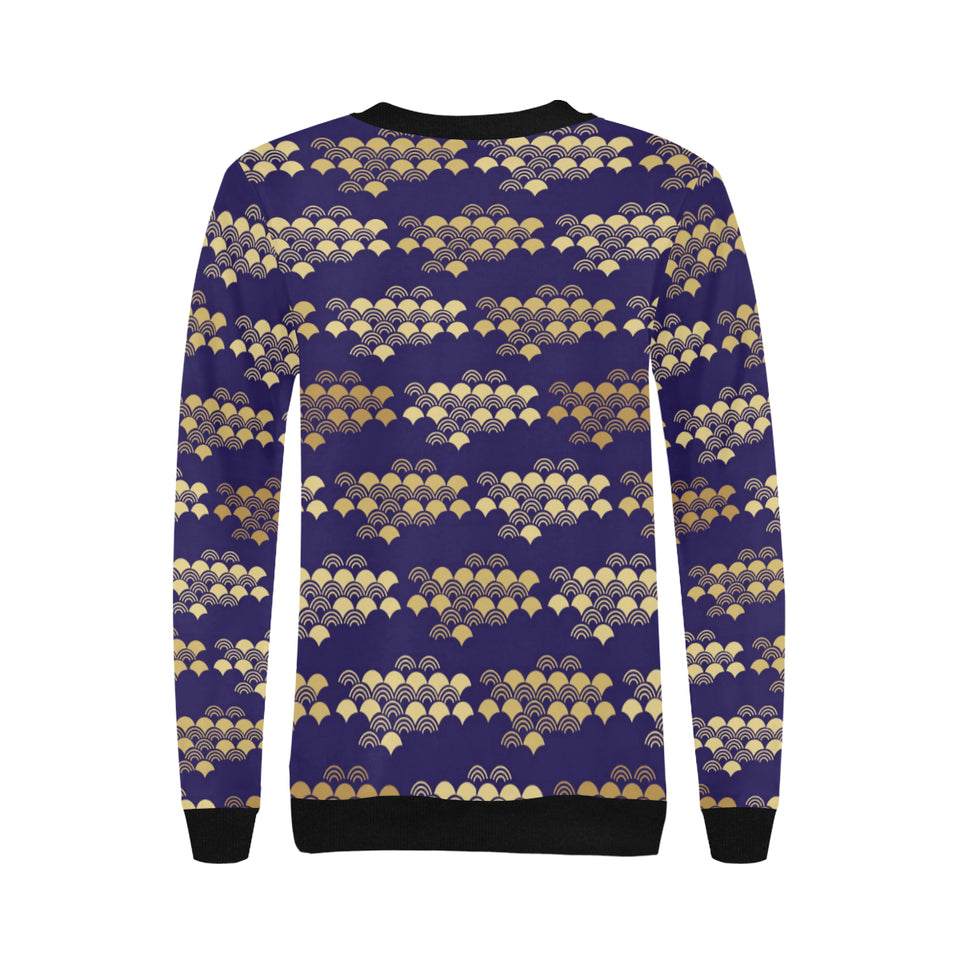 Beautiful japanese fan pattern Women's Crew Neck Sweatshirt