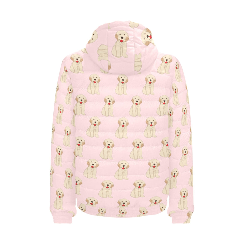 Golden Retriever Pattern Print Design 02 Men's Padded Hooded Jacket