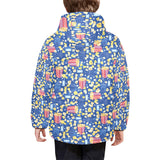 Popcorn Pattern Print Design 01 Kids' Boys' Girls' Padded Hooded Jacket