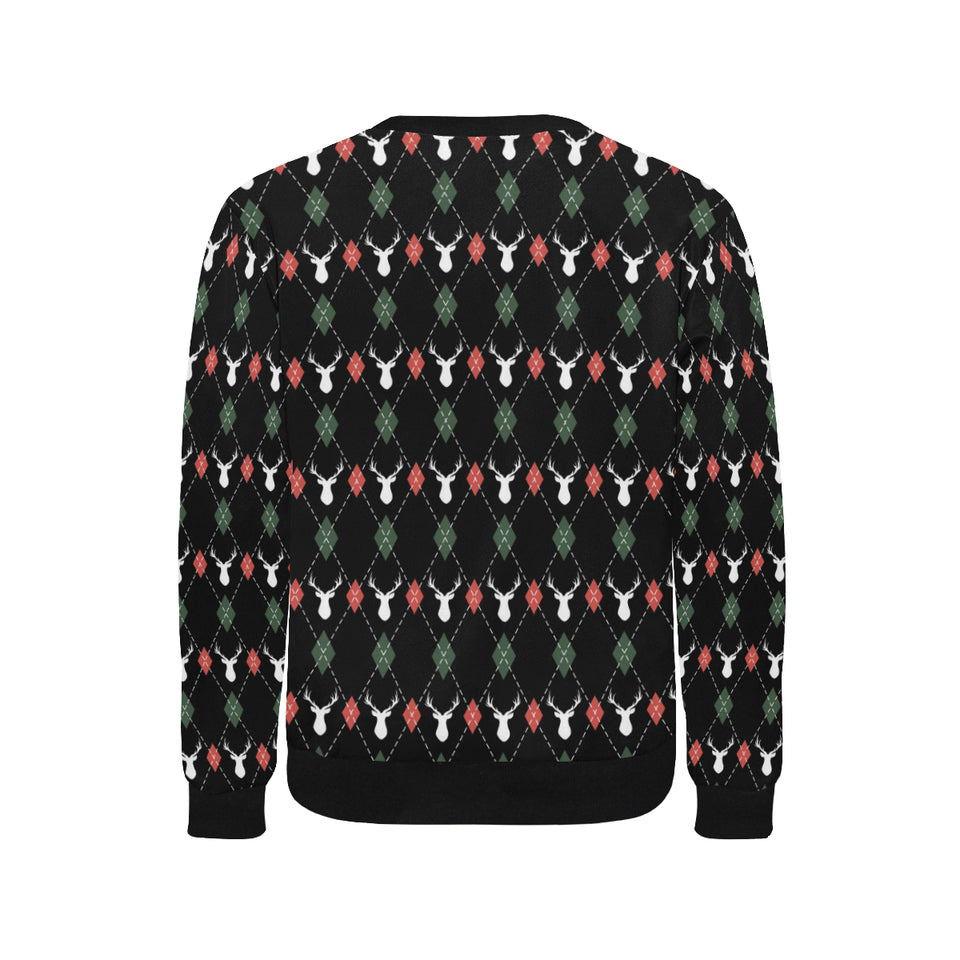 Deer Christmas new year pattern argyle Men's Crew Neck Sweatshirt
