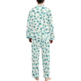 Green ginkgo leaves pattern Men's Long Pajama Set