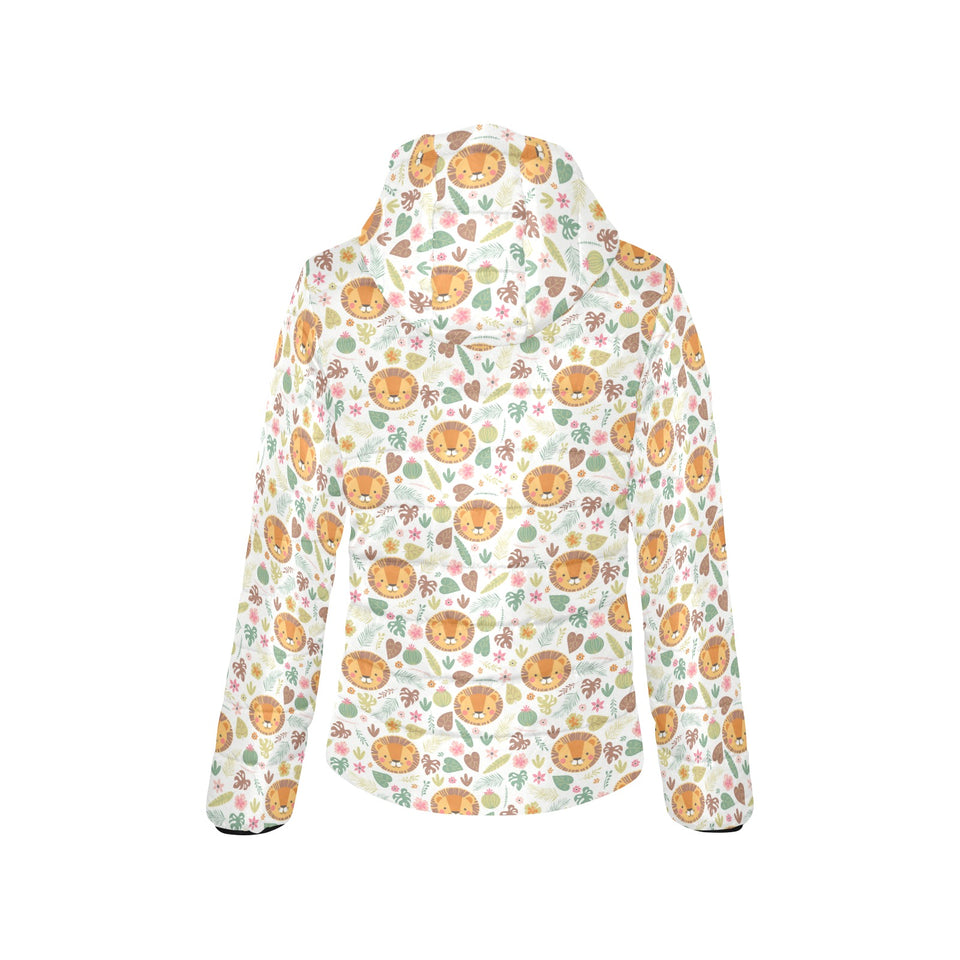 Lion Pattern Print Design 04 Women's Padded Hooded Jacket