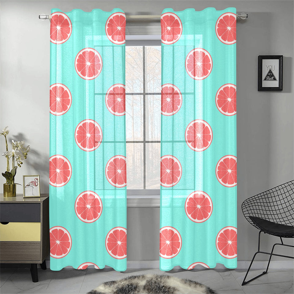 Grapefruit green background Gauze Curtain