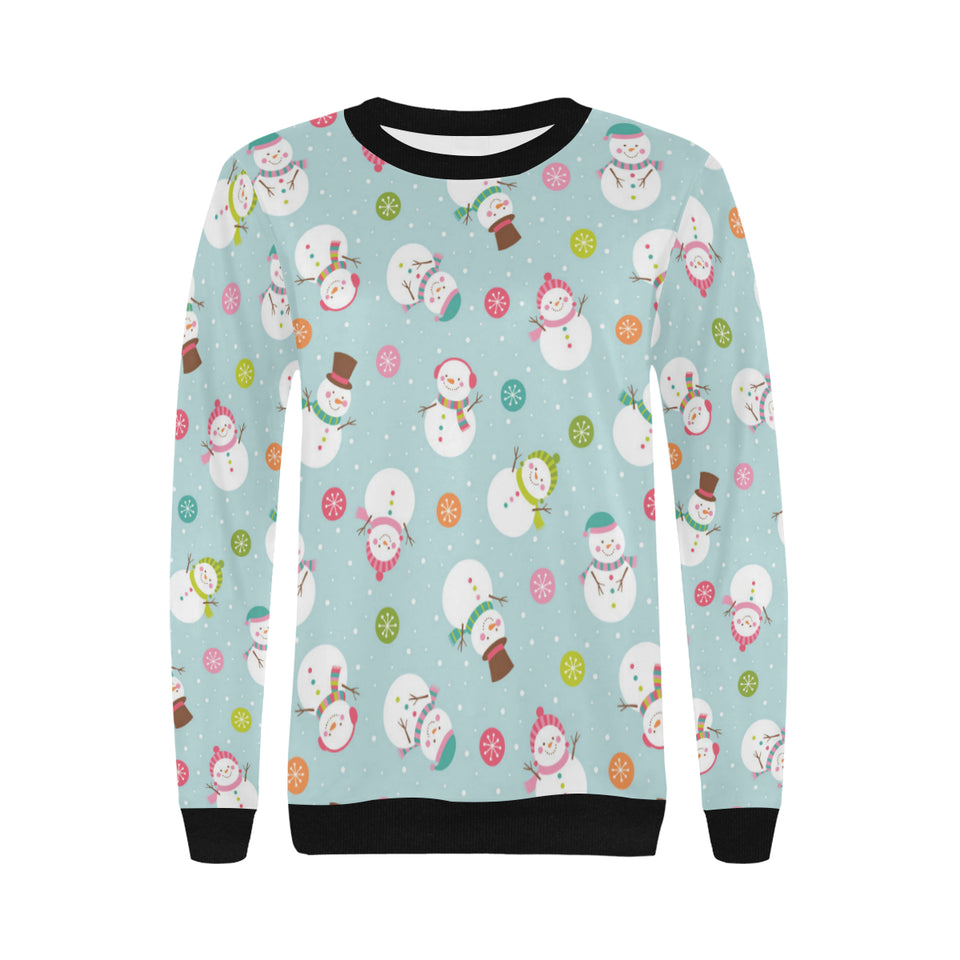 Cute snowman snowflake pattern Women's Crew Neck Sweatshirt