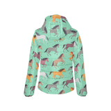 Colorful horses pattern Women's Padded Hooded Jacket
