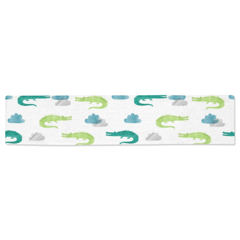 watercolor crocodile pattern Table Runner