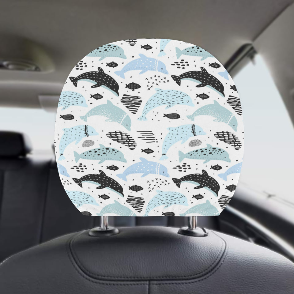 Cute dolphins Childish Style pattern Car Headrest Cover