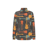 electric guitars pattern Women's Long Sleeve Polo Shirt