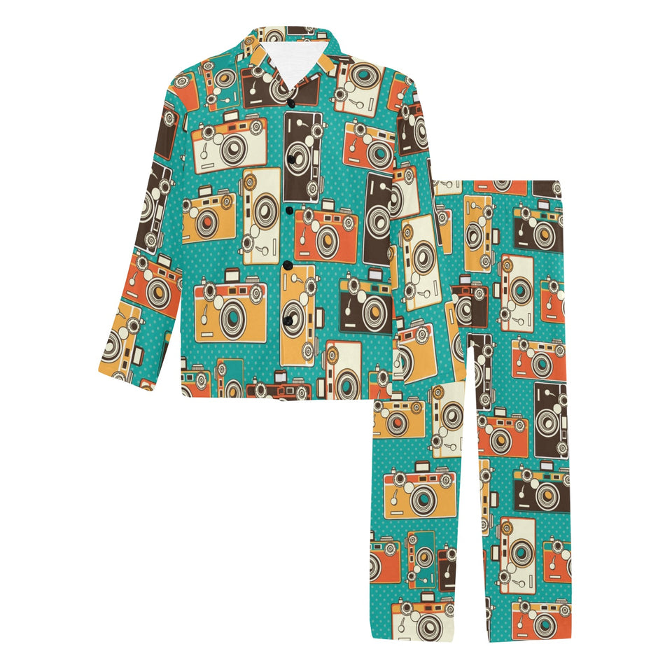 Camera Pattern Print Design 03 Men's Long Pajama Set