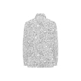 Cartoon hand drawn ice cream black white Women's Long Sleeve Polo Shirt