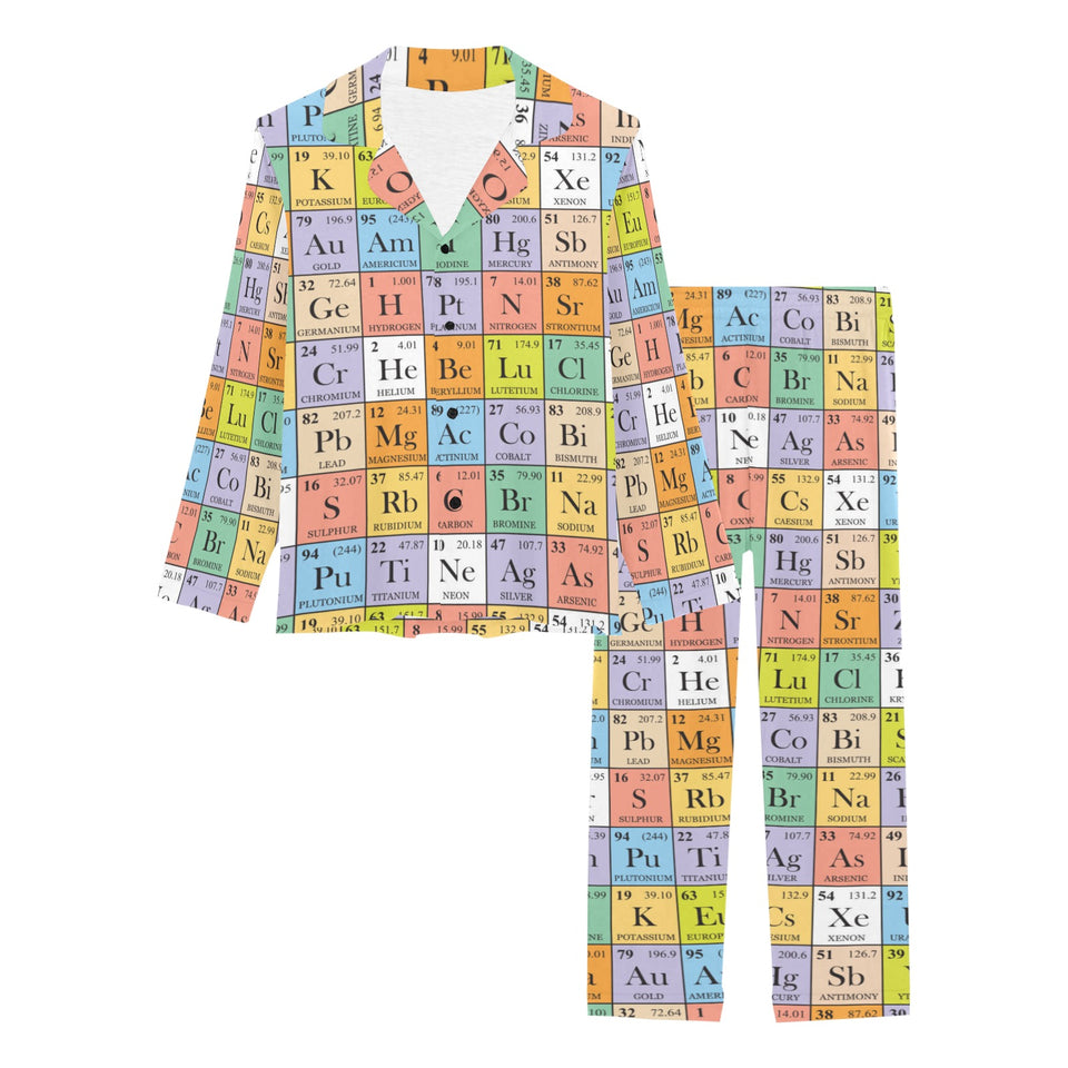 Chemistry Periodic Table Pattern Print Design 01 Women's Long Pajama Set