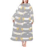 Cute dachshund dog pattern Blanket Robe with Sleeves