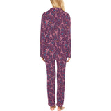 Eiffel Tower Heart Pattern Print Design 04 Women's Long Pajama Set