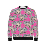 Chameleon lizard pattern pink background Men's Crew Neck Sweatshirt