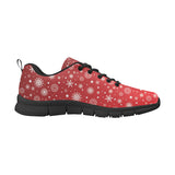 Snowflake pattern red background Women's Sneaker Shoes
